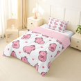 thumbnail image 2 of Manfei Kawaii Heart Print Twin Comforter Sets,Cute Capybara Bedding Set,White,Pink Reversible,2-Piece,1 Comforter and 1 Pillowcase, 2 of 7
