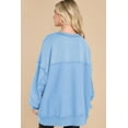 thumbnail image 3 of SHEWIN Womens Sweatshirt Button Henley Neck Pullover Casual Oversized Loose Fall Winter Tunic Tops Blue, 3 of 10