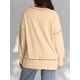 thumbnail image 5 of Sudadera Informal de Cuello Redondo para Mujer, de Larga, Holgada, , con Costuras en Contraste, para Otoño. Crema L, 5 of 8