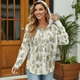 thumbnail image 3 of DISNIMO Leaf Printed Shirts for Women Dressy Casual Hoodies Long Sleeve Pullover Tops V Neck Sweatshirts for Daily Wear, XL, 3 of 7