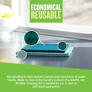 E-Cloth Window Cleaning Kit, Premium Microfiber Glass and Window Cleaner, Washable and Reusable, 100 Wash Guarantee, Green