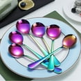 thumbnail image 2 of ReaNea Rainbow Soup Spoons 6 Pieces Stainless Steel Round  Dinner Table Spoon Silverware Set, 2 of 7