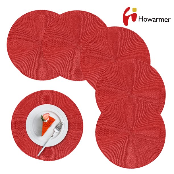 Howarmer Red Woven Placemats for Dining Table, Heat Resistant Table