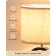 thumbnail image 5 of EDISHINE 13.4" Wood Table Lamp, Small Bedside Lamp with Beige Linen Lampshade & ON-Off Switch, E26 Base, Modern Nightstand Lamp for Living Room, Bedroom, Dark Walnut, 5 of 7