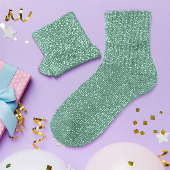 Women's Novelty Glitter Slouch Socks 2026 Cute Trendy Comfortable Stretch Casual Mid Calf Socks