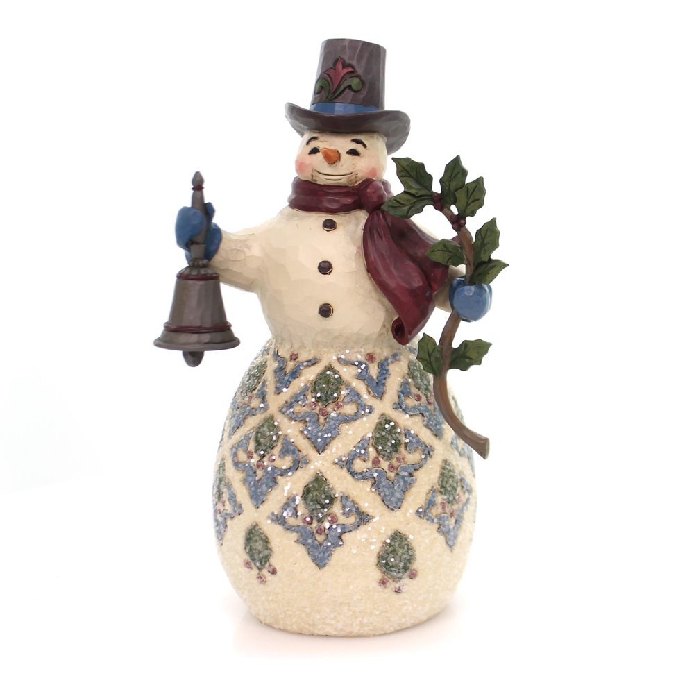 Jim Shore HWC Bright and Merry Victorian Snowman with Bell Figurine 4058753 New