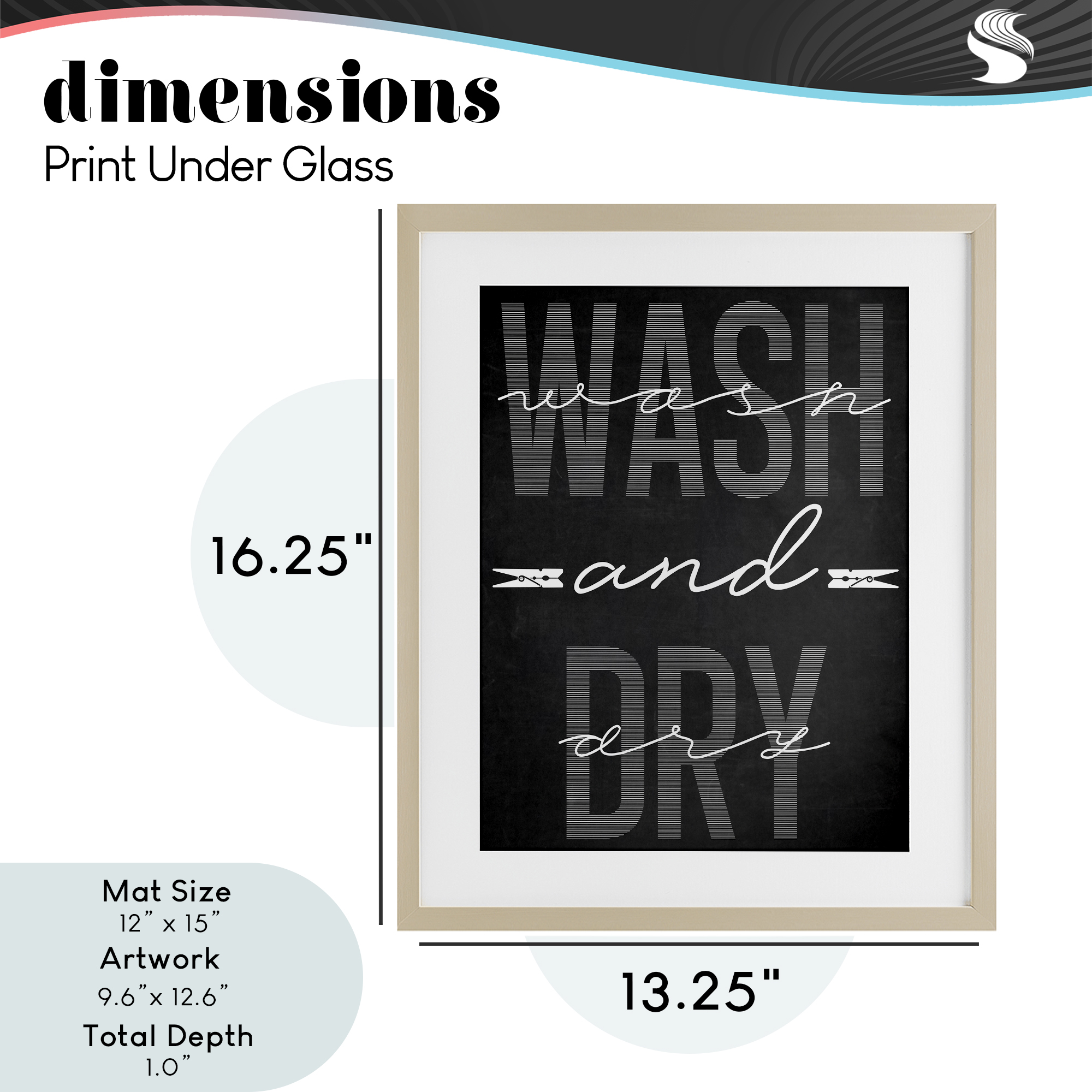 Wash And Dry Black Minimal Birch Framed Print Under Glass, design by Marcus Prime