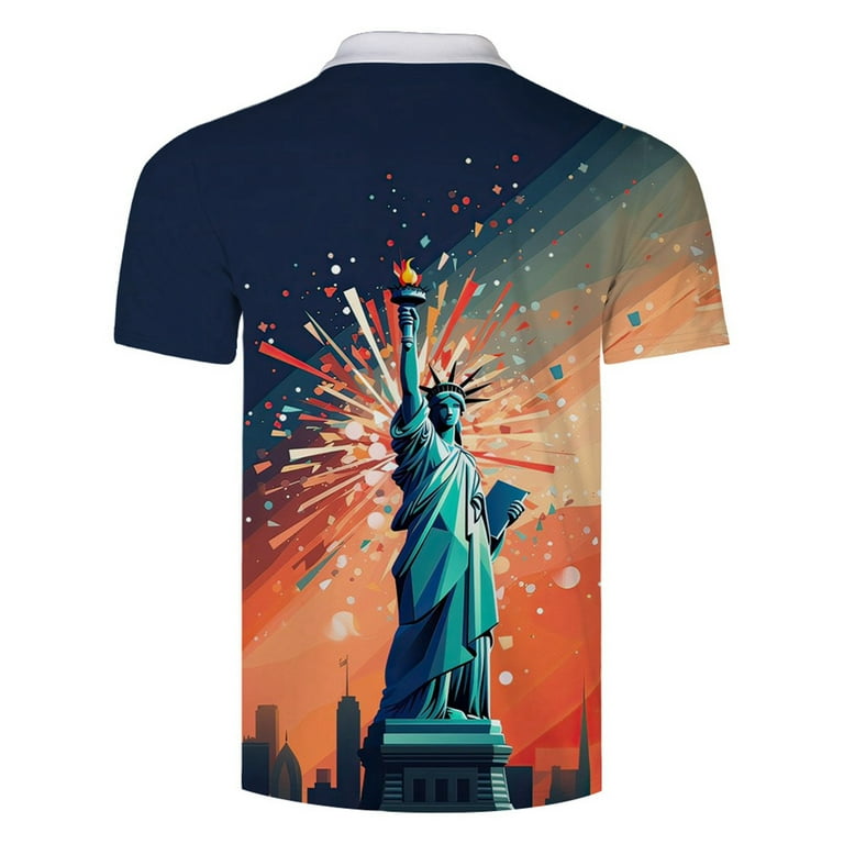 Ramiter Mens American Flag Shirt Men's Cotton Blend Short Sleeve