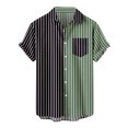 thumbnail image 1 of HKEJIAOI Chemises Habillées pour Hommes Manches Courtes Chemise à Rayures Imprimée Décontractée Mode Col à Revers, 1 of 5