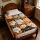 thumbnail image 5 of Manta de franela de 9 cuadrados con gatos durmiendo, para sofá, cama y viaje, manta suave y cálida para el hogar y camping., 5 of 5
