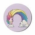 thumbnail image 1 of Rainbow Mouse Pad for Computers, Funny Unicorn over Clouds Colorful Mane Print, Round Non-Slip Thick Rubber Modern Gaming Mousepad, 8" Round, Pale Yellow Peach, by Ambesonne, 1 of 2