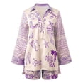 thumbnail image 3 of MAIHAN Linen Shorts Outfits Women 2 Piece Set Long Sleeve Elastic Waist Shorts Suit Women Shorts Sets Outfits Casual Summer Oversized Tracksuit Two Piece Outfit, 3 of 5