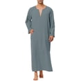 thumbnail image 2 of INSPIRAR CHIC Pijamas para Hombre de Algodón Ropa de Dormir con Cuello en V y Abertura Lateral, Túnica Larga con Bolsillo XL Gris Oscuro, 2 of 5