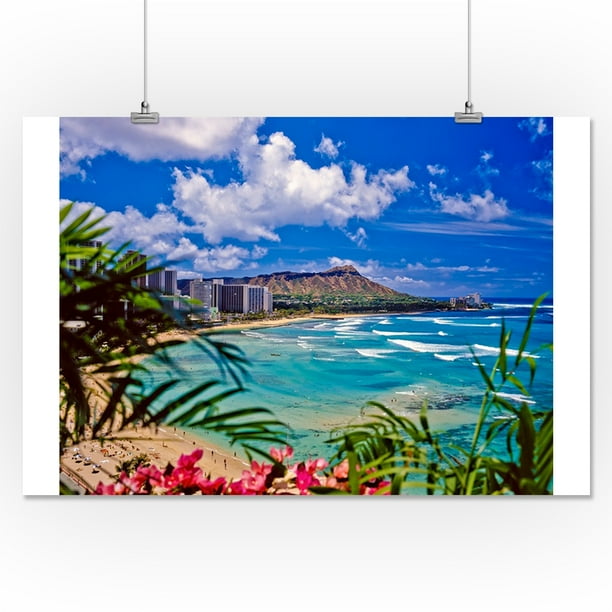 Waikiki Beach, Hawaii Diamond Head Photography A91914 (16x24