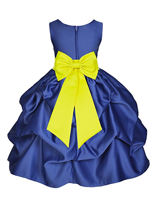 yellow and blue flower girl dresses