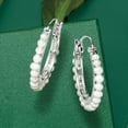 thumbnail image 6 of Ross-Simons 3-3.5mm Cultured Pearl Hoop Earrings in Sterling Silver, Women's, Adult, 6 of 7