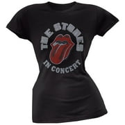 Rolling Stones Women's Juniors In Concert Black Short Sleeve T Shirt