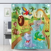 JOOCAR Children Shower Curtain for Bathroom Decoration Fabric Shower Curtain set with 12 Hooks,72x72