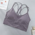 thumbnail image 4 of Bxsruta Cross Back Sport Bras Padded Strappy Criss Cross Cropped Bras for Yoga Workout Fitness Low Impact Purple S, 4 of 8