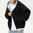 thumbnail image 5 of KHONTS Zip up Reversible Hoodies for Men Long Sleeve Casual Fall Winter Comfort Fashion Unisex Jacket Coat Black XXL, 5 of 8
