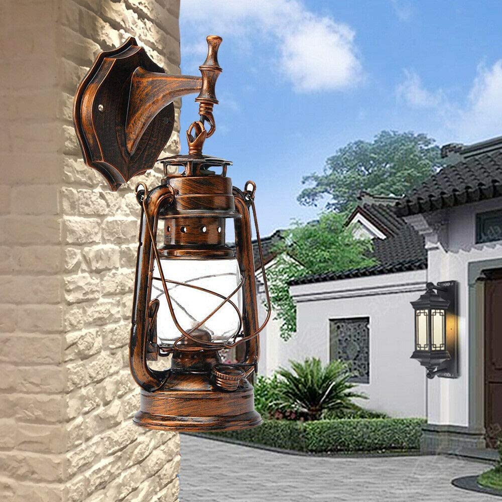 FETCOI, Retro Wall Light Fixtures Vintage Lamp  Outdoor Wall Light Wall Sconce with Glass-Like Shade Industrial