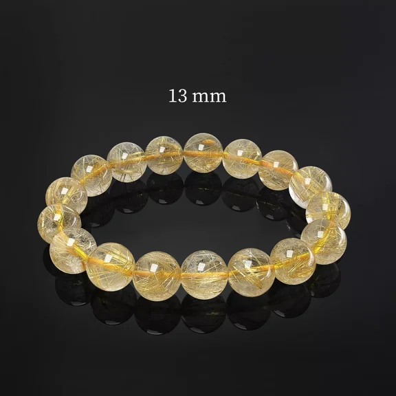 Flyshop Jewelry Natural Gold Rutilated Quartz Titanium Bracelet (Bead Dia. 13mm)