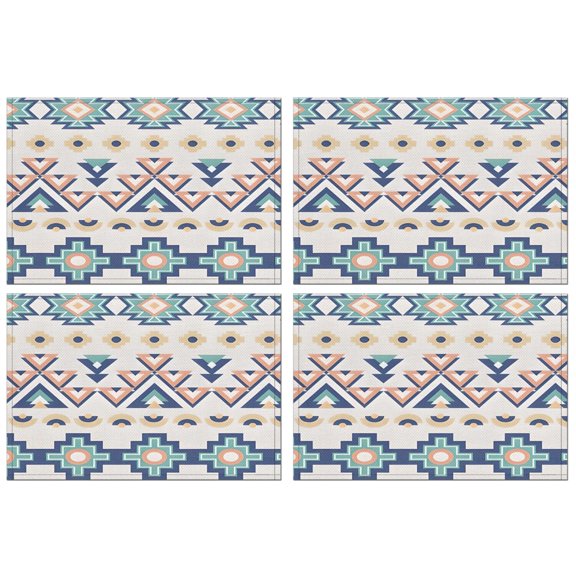Colorful Geometric Triangle Diamond Pattern Summer Placemats Table Placemats Set Of 4-Linen Kitchen Washable Placemats Table Mats 11.8"x17.7" Non-Slip Heat Resistant