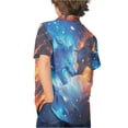 thumbnail image 2 of Binienty Wolf Flame Kids Hawaiian Shirt Button Down Tropical Shirt Casual Boys Short Sleeve Beach Shirt Soft Breathable Youth Summer Outfit, 2 of 7