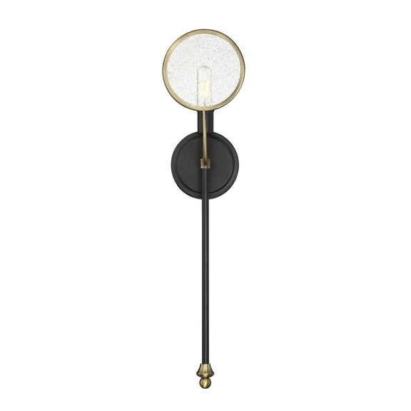 Oberyn 1-Light Wall Sconce in Vintage Black with Warm Brass