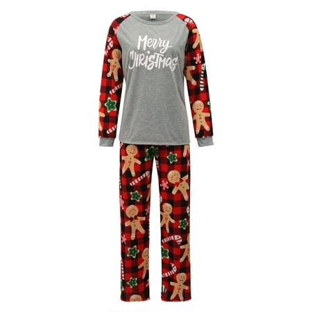 

Matching Family Christmas Pajamas Letter Raglan Tops + Cartoon Pants