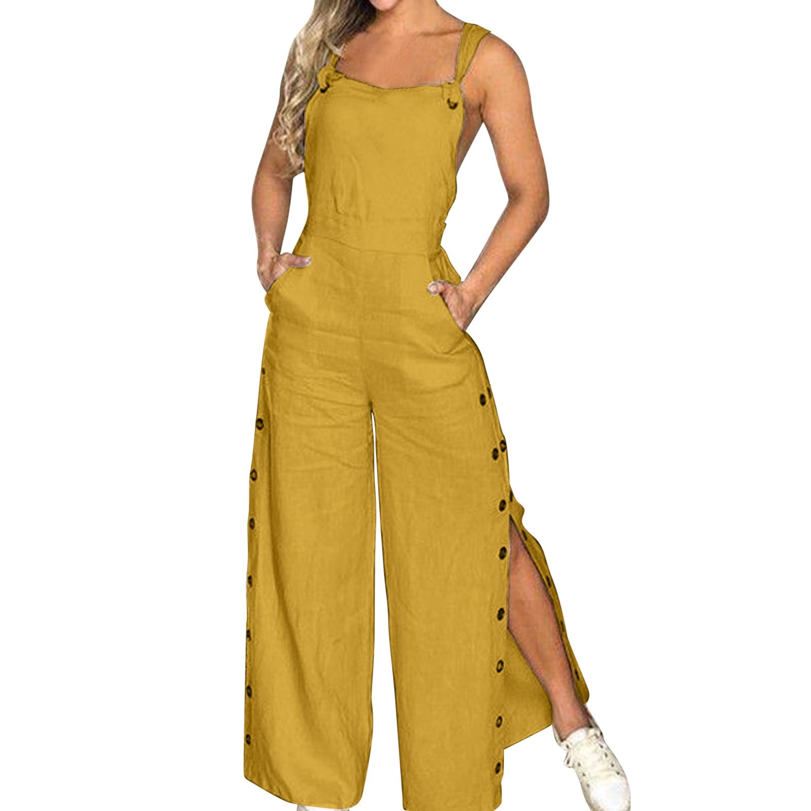 Yellow baggy overalls new arrivals