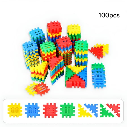 BESTSKY Toddler Building Blocks Toys,100PCS Plastic Building Blocks Sensory Toys for Ages 2-4 5-7,Toy Building Sets Preschool Education Toys for Boys Girls