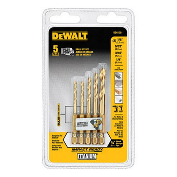 DeWalt Impact Ready 5 Piece Titanium Drill Bit Set, DD5155 Walmart