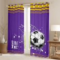 thumbnail image 2 of Feelyou Modern Soccer Sports Blackout Curtains Set of 2 (52x84 Each) for Kids, West Football Window Curtains, Purple Yellow Cartoon Theme Curtains and Drapes, Living Room Curtains Decor, 2 of 6