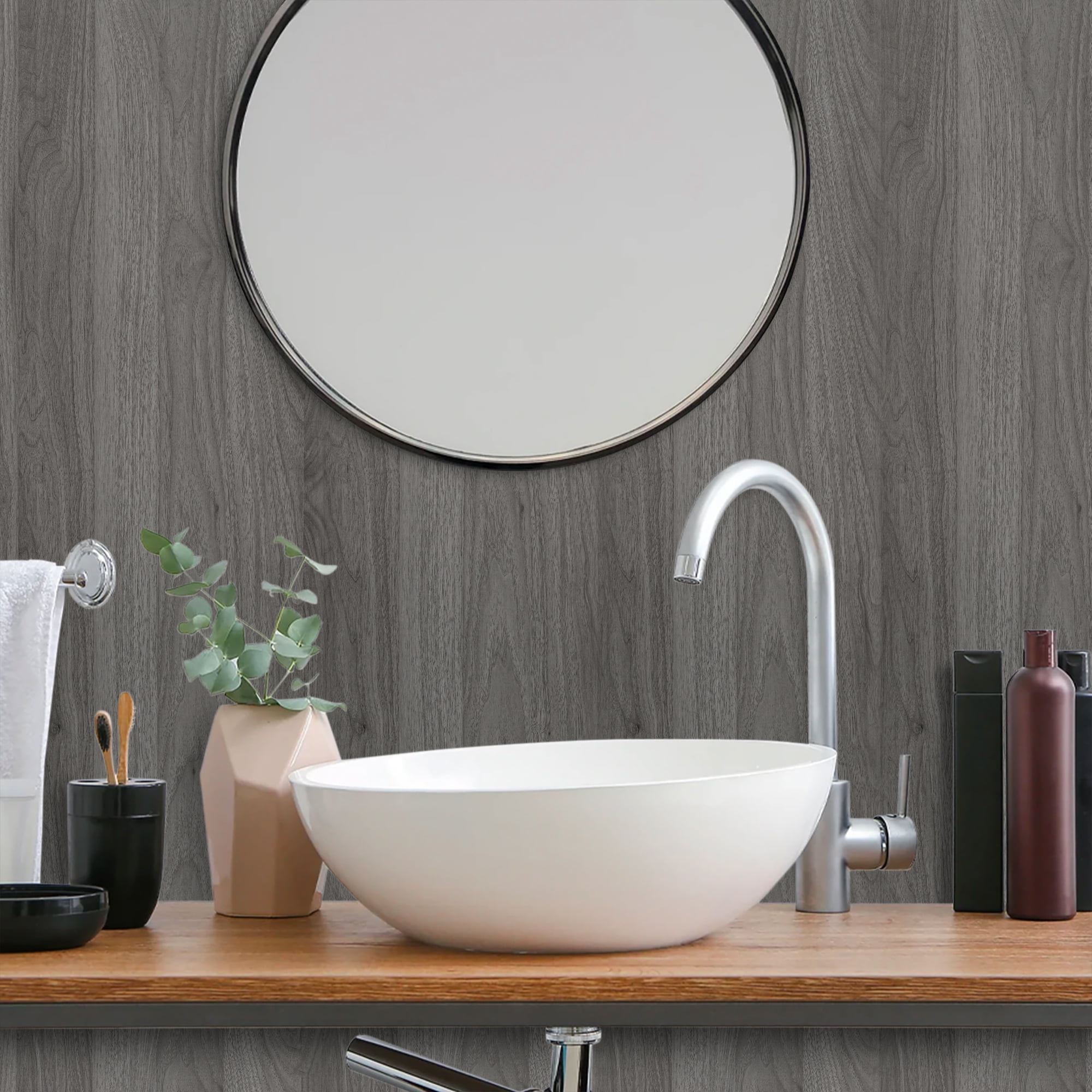 UMIGGEE Gray Wood Wallpaper 15.7-in x 236-in Peel and Stick Wallpaper Wood Grain Contact Paper Removable Self-Adhesive Wood Wall Paper Film for Furniture Decoratio Home Decor Wall Covering
