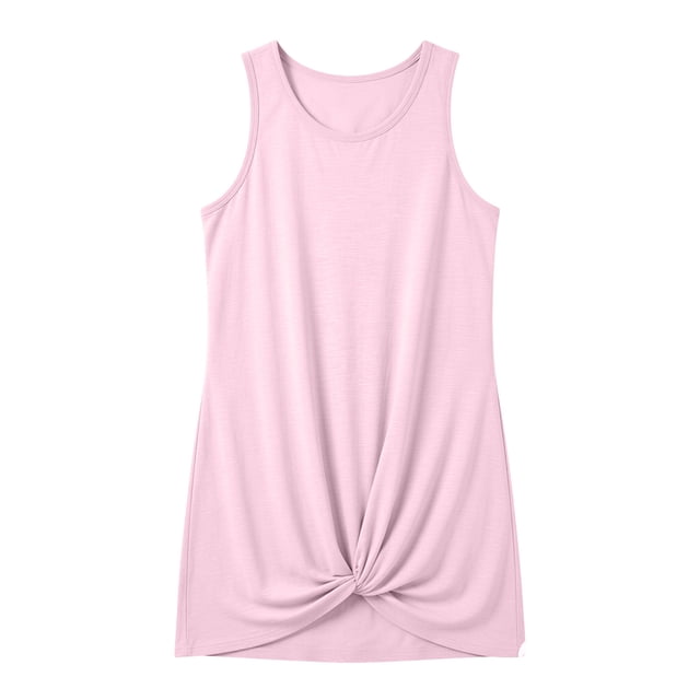 QHFBli Cache-Maillot pour Filles Protection UV Sans Manches Cache-Maillot Robe de Plage Été Rose Pâle 7-8 Ans