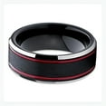 thumbnail image 2 of 8mm Tungsten Wedding Band Red and Black Tungsten Ring Tungsten Carbide Ring Brushed, 2 of 3