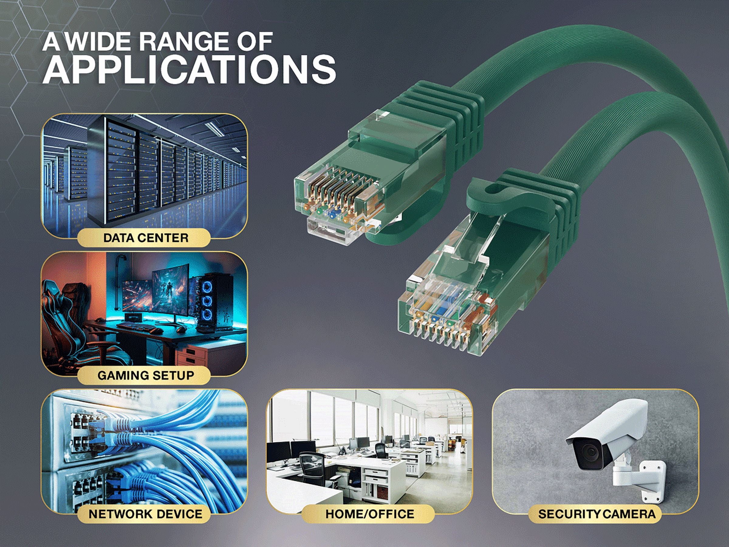 Cable Leader 100ft Cat6a UTP 10G Ethernet Network Patch Cable Snagless 24AWG Bare Copper, Green