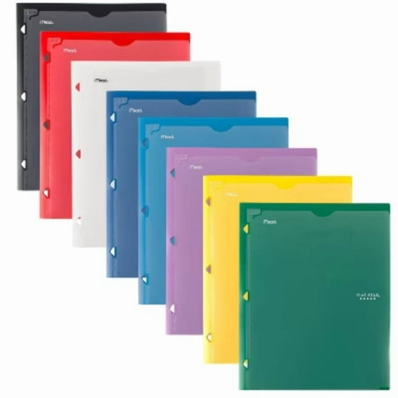 Five Star 2-Pocket Plastic Folder (Polypropylene) - 3-Hole Punched, 50 Sheet Capacity, Multicolor (Colors May Vary)