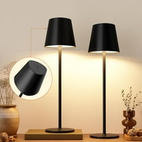 Cordless Table Lamp, 3 Color Stepless Dimming, 5000mAh Rechargeable Battery Powered, Outdoor LED Lamps, for Dining Room, Living Room, Bedroom, Bar, Cafe, Restaurant, Patio, Camping - Black