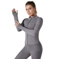 thumbnail image 4 of Baywell Outdoor Sports Quick Drying Tight Women's Yoga Coat Running Training High Elastic Breathable Jacket Long sleeved Top Fitness Suit, 4 of 6