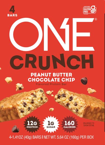 One Crunch Protein Bar, Peanut Butter Chocolate Chip, 12g Protein, 4 Ct - image 4 of 5