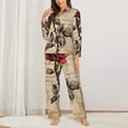 thumbnail image 2 of Haiem Vintage Rose Botanical Art Pattern Women’s Long-sleeve Sleepwear,Sleepwear Set,2-piece Loungewear Set,Soft PJs Comfy Nightwear with Pockets-Small, 2 of 7