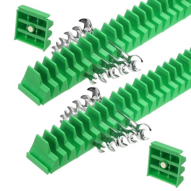 46pcs Magnetic Wrench Organizer for Tool Box, Magnetic Modular Wrench Organizer Holder Toolbox Universally for 46 Tools Drawer Chest Ratcheting Offset Wrenches, Green