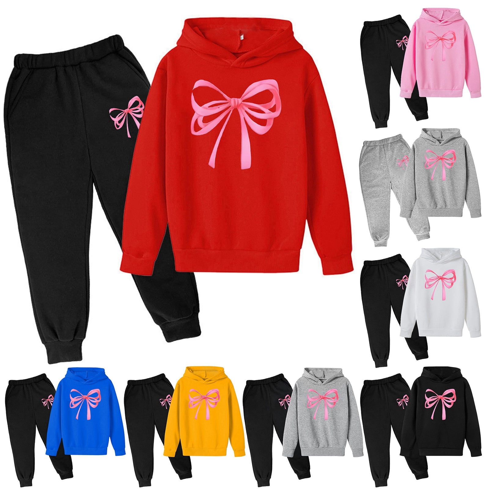 Gaexia Boys Tracksuit Sweatshirt and Pants Soccer Outfit Regular Fit Hoodie Sets 2 Pieces Boys Sweat Suit Clothing Set za04-Pink 120