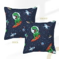 thumbnail image 3 of Bingfone Decorative Pillow Covers 16"X16" Dinosaur Astronaut Space Surfing Couch Pillow Cases Modern Farmhouse Covers For Couch Sofa Bed, 3 of 9