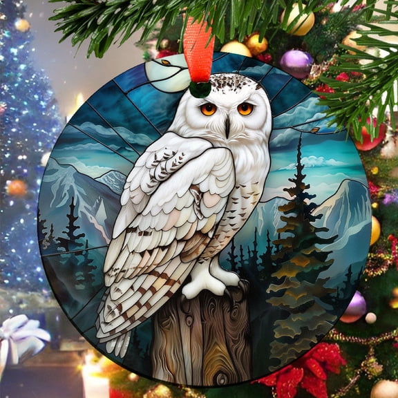 Snowy Owl Christmas Ornament, Ceramic/Acrylic Ornament, Special Keepsake for Mother, Valentine Ornament Gift, Seasonal Festival Keepsake, Collectible 2025