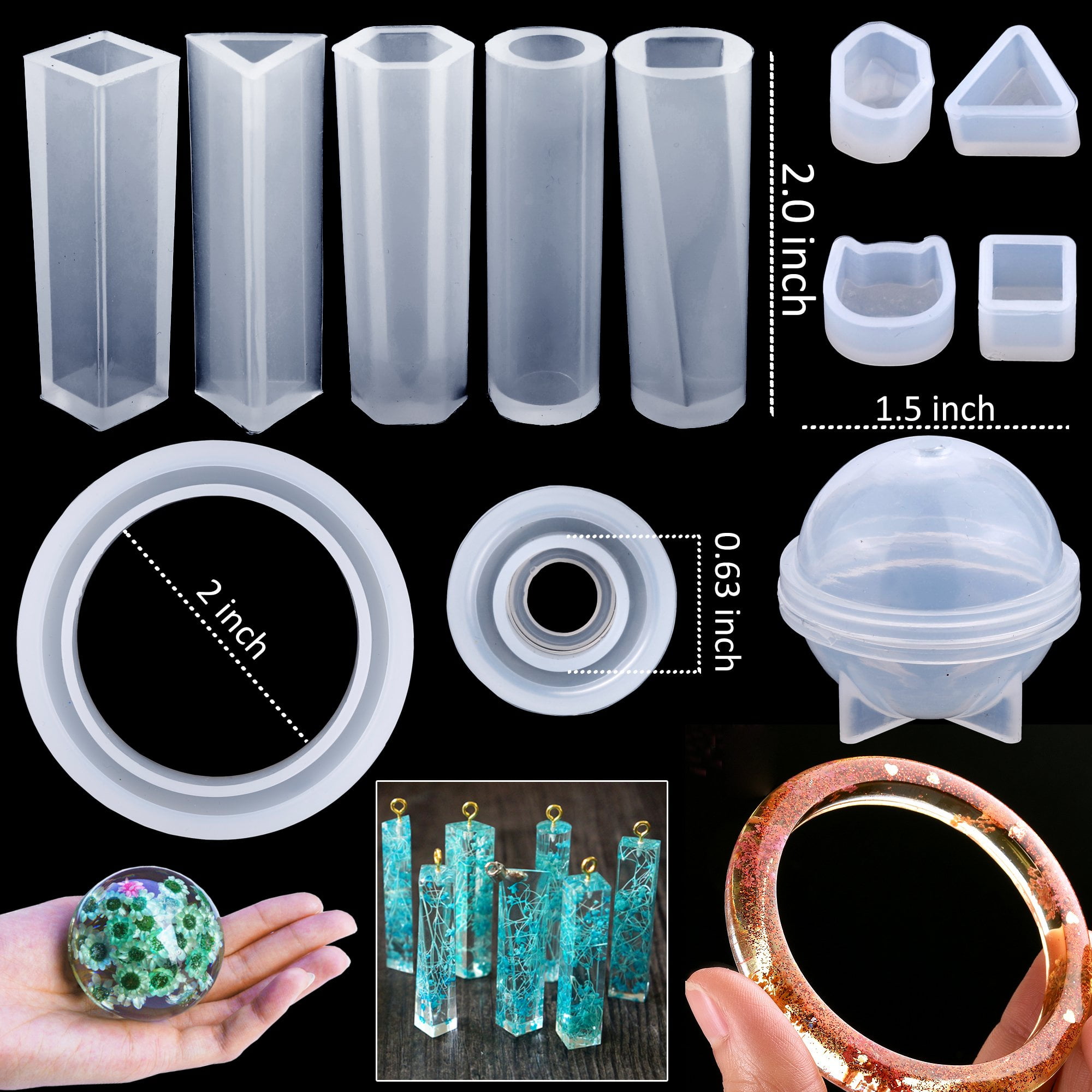 Epoxy Resin Kit, Silicone Casting Molds Tools Set for Beginners, Multi-Color