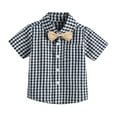 thumbnail image 3 of KYAIGUO Boys Girls 2Pcs Short Sleeve Clothes Gentleman Outfit for Toddler Kids Baby，Summer Cotton Short Sleeve Shirt+Shorts Pants Fashion Comfortable Outfits for 6M-8Y, 3 of 7