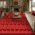 thumbnail image 3 of BERTHMEER Christmas Area Rug 5'X7' Red Rug Xmas Snowflake Kitchen Rug for Living Room Bedroom Dining Room Kitchen Laundry Low Pile Washable Non-slip Rug,Red, 3 of 7